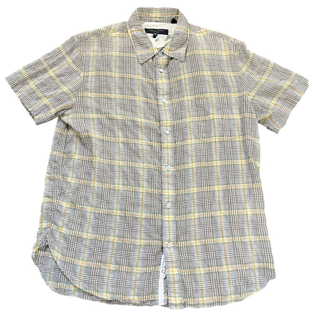 Rag and Bone Mens Plaid Short Sleeve Button Up Shirt Size Medium